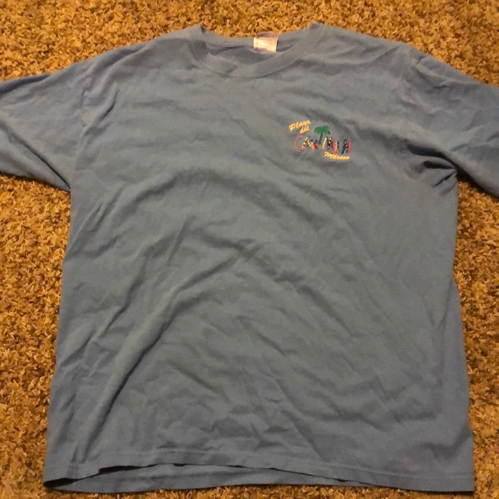 YAZBEK blue “plaza del carmen mexico” tee shirt, size L